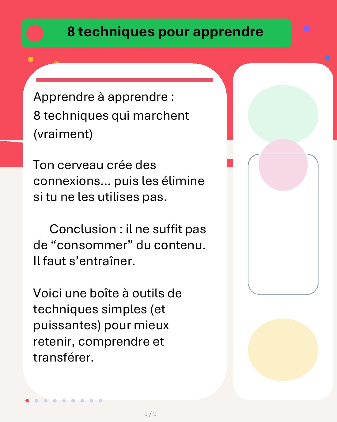 Couverture du carrousel Apprendre à apprendre - Huit techniques efficaces
