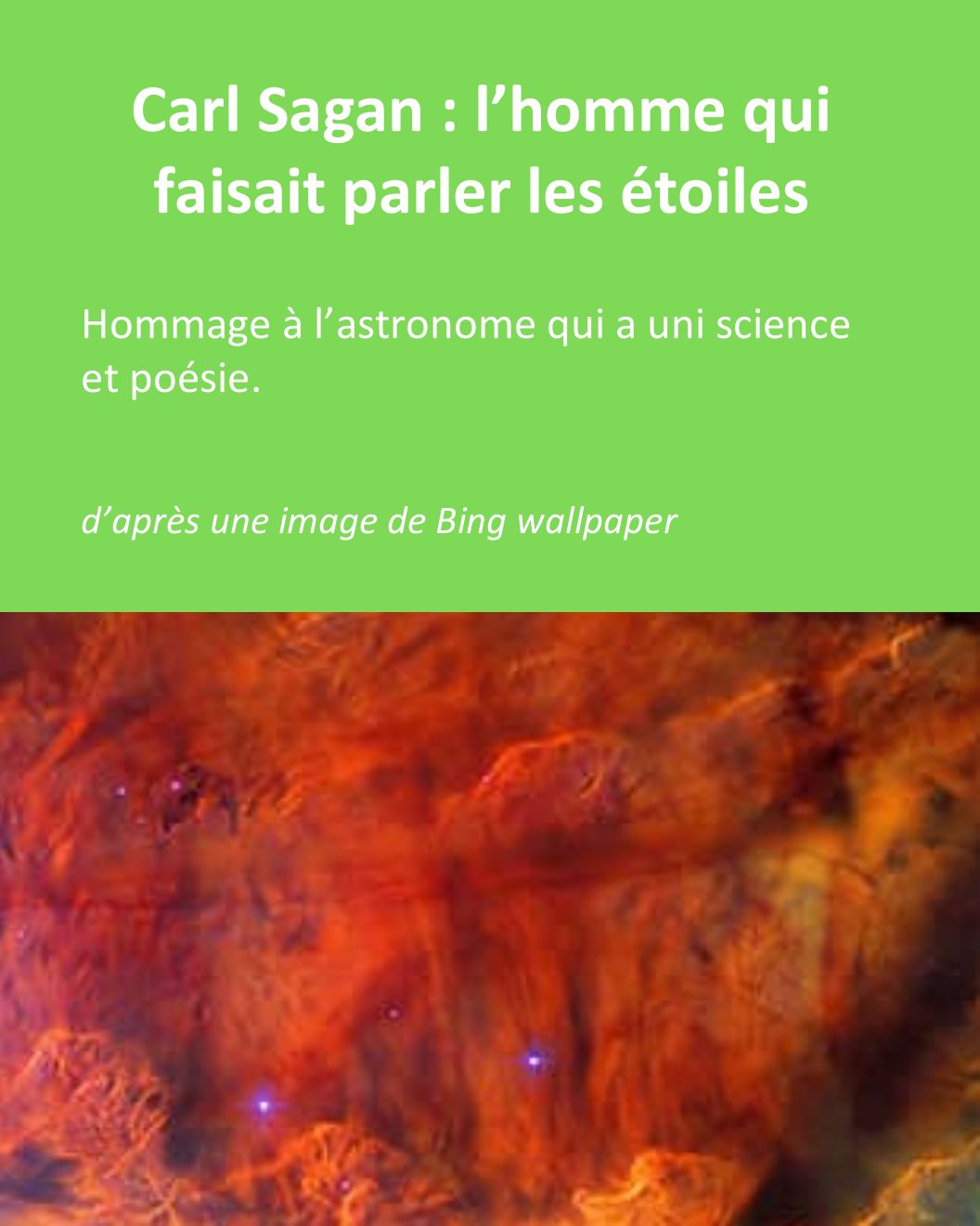 Couverture du carrousel Carl Sagan - Science, étoiles et poésie