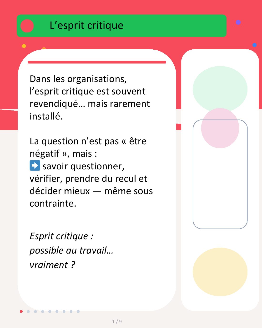 Couverture du carrousel Esprit critique - Questionner, vérifier et mieux décider