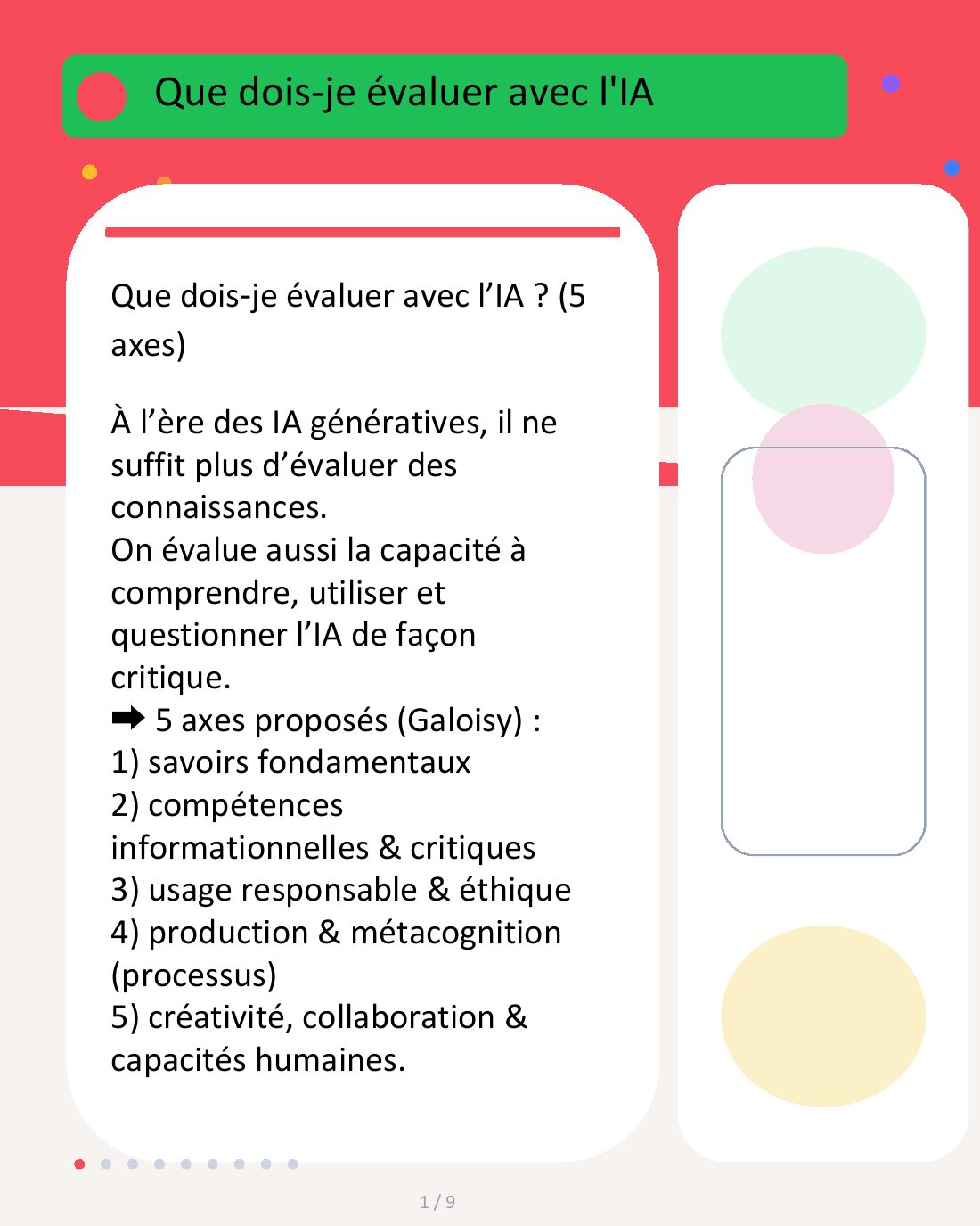 Couverture du carrousel Évaluer avec l’IA - Cinq axes de compétences