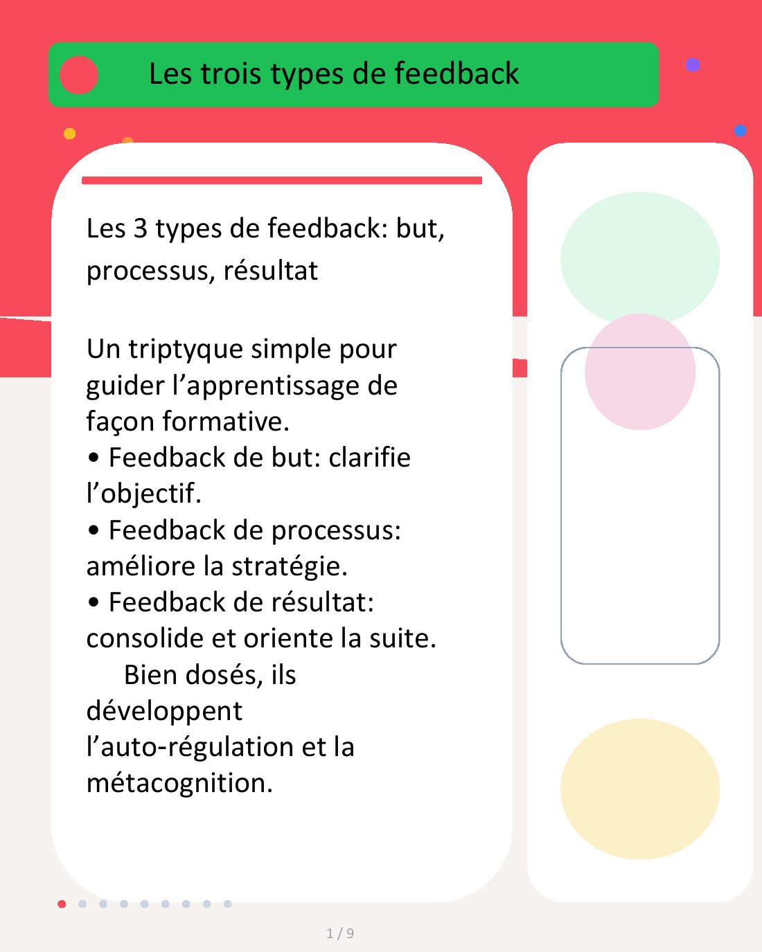 Couverture du carrousel Feedback pédagogique - But, processus et résultat