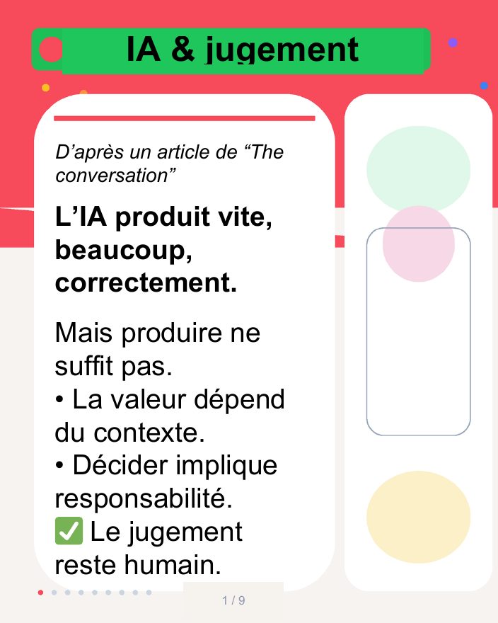 Couverture du carrousel IA et jugement - Produire ne suffit pas pour décider