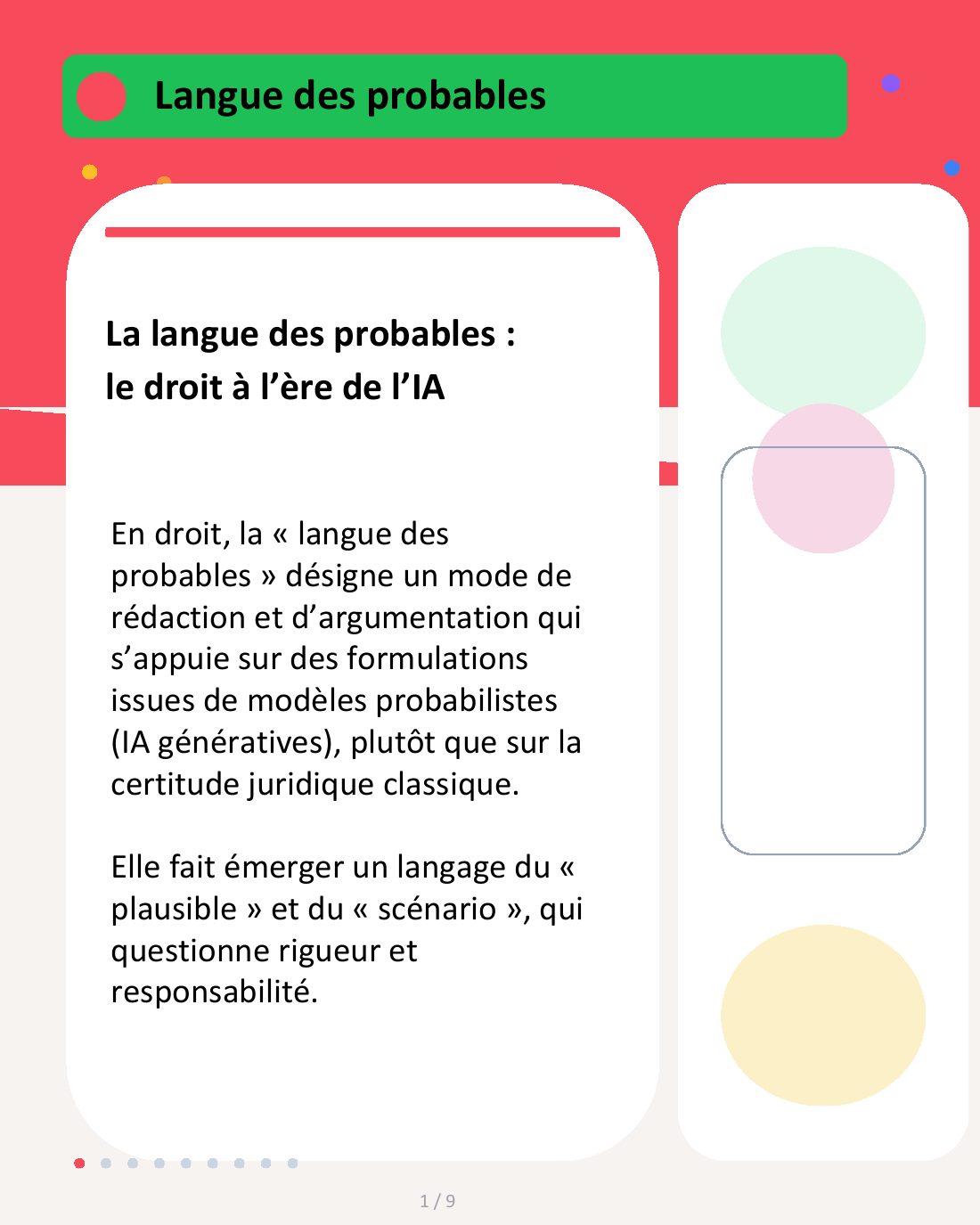 Couverture du carrousel Langue des probables - Le droit à l’ère de l’IA