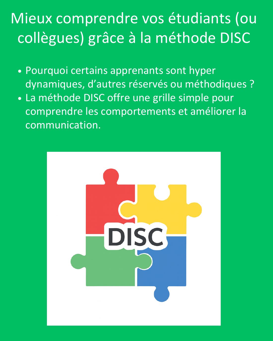 Couverture du carrousel Méthode DISC - Comprendre les profils et adapter sa communication
