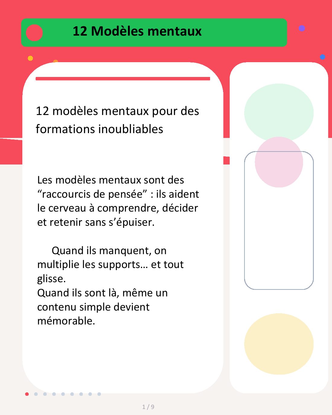 Couverture du carrousel Modèles mentaux - Concevoir des formations inoubliables