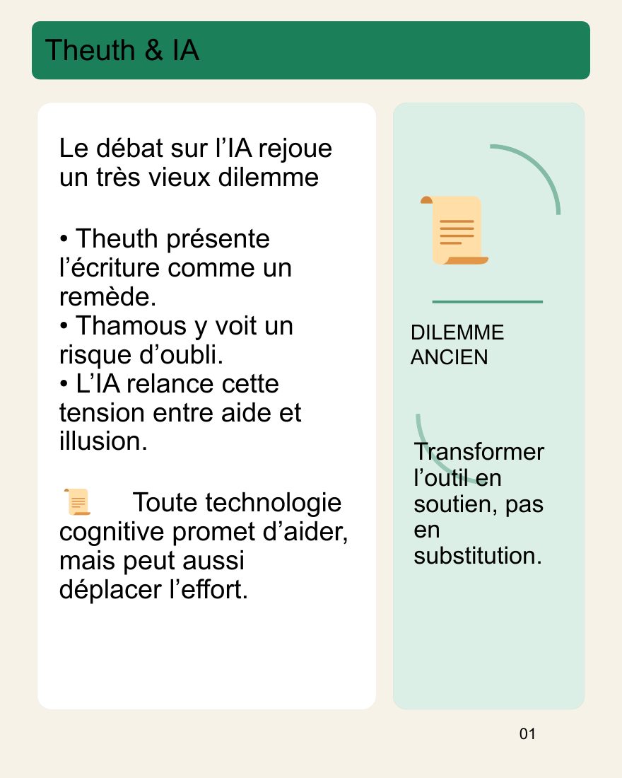Couverture du carrousel Mythe de Theuth - L’IA entre soutien et substitution cognitive