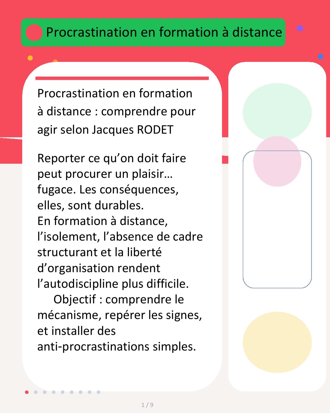 Couverture du carrousel Procrastination à distance - Comprendre et agir