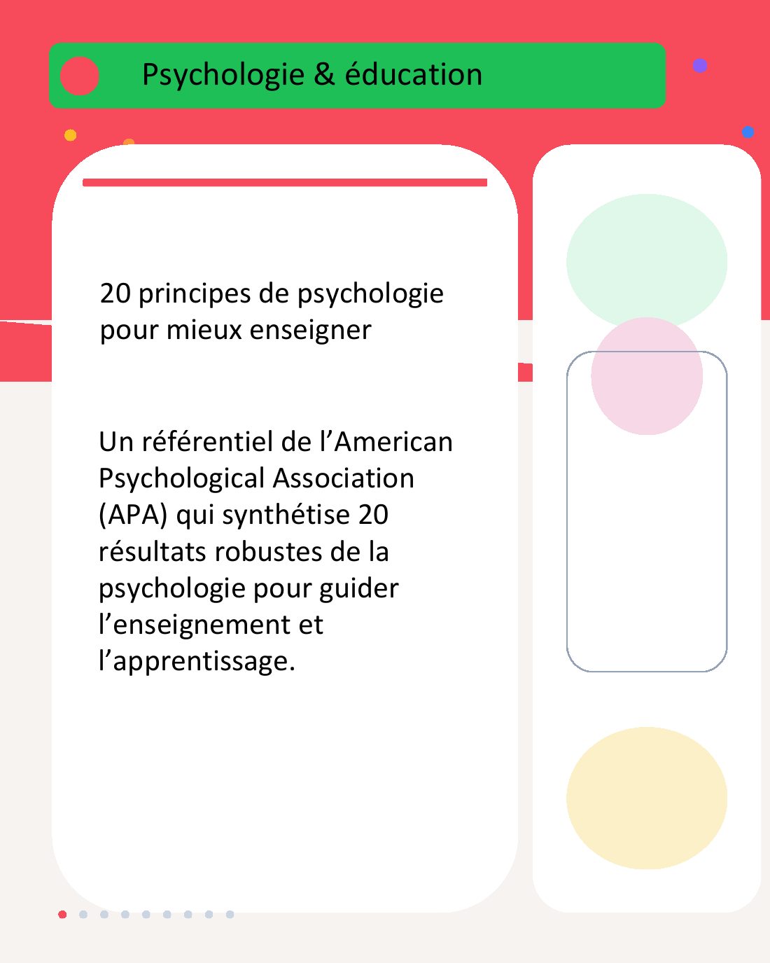 Couverture du carrousel Psychologie et éducation - Vingt principes pour mieux enseigner