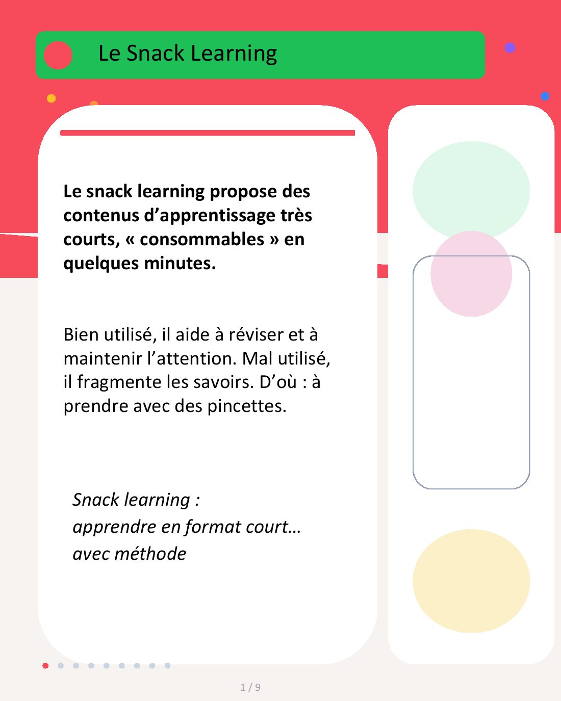 Couverture du carrousel Snack learning - Apprendre en format court avec méthode