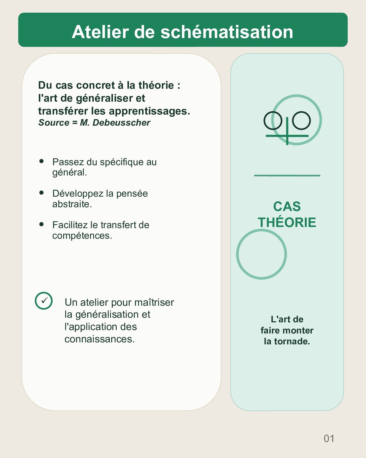 Couverture du carrousel Atelier de schématisation - Du cas concret au transfert